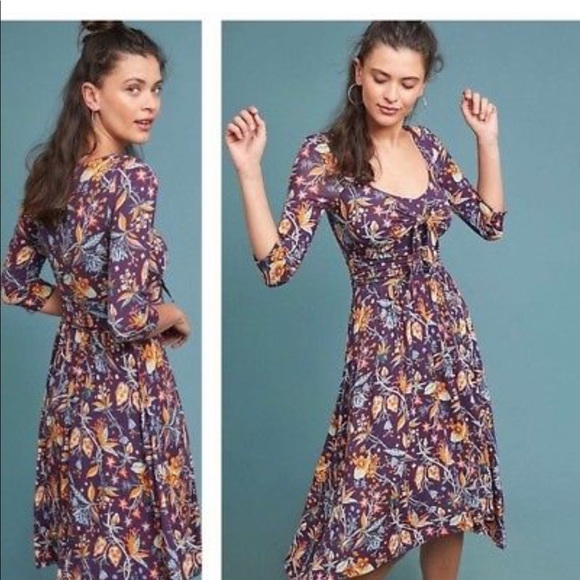 Anthropologie Beloved Dress NWT Purple Midi New - Picture 2 of 8